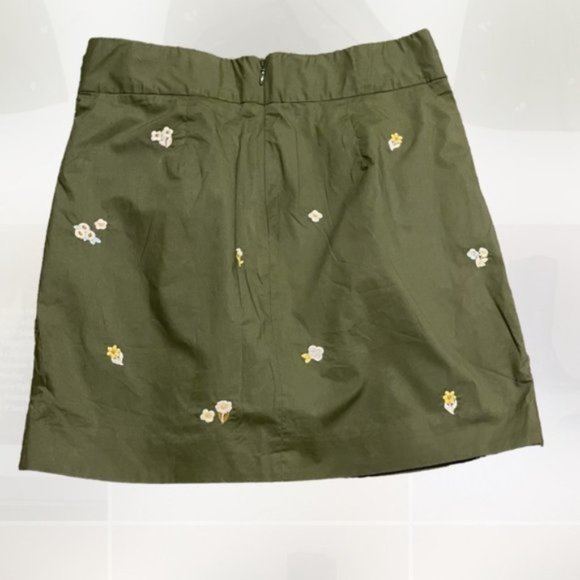J. Crew Green Floral Embroidered Tie-Waist Mini Skirt - Picture 7 of 11